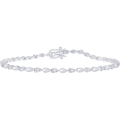 Sterling Silver 1/2 CTW Baguette and Round Diamond 7.25 in. Bracelet