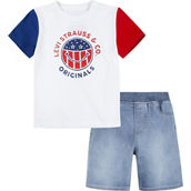 Levi's Little Boys Americana Smiley Tee and Shorts 2 pc. Set