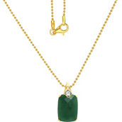 18K Gold Over Sterling Silver Jade and White Topaz Pendant