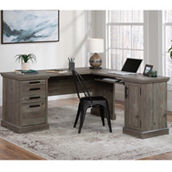 Sauder L-Shaped Home Office Desk in Pebble Pine