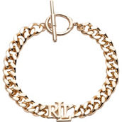 Lauren Ralph Lauren Gold Tone Wheat Chain Logo Flex Bracelet
