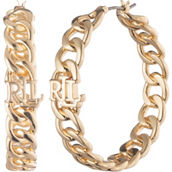 Lauren Ralph Lauren Gold Tone Curb Chain Hoop Earrings
