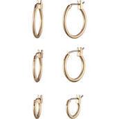 Nine West Goldtone Trio Small Hoop Earrings Set