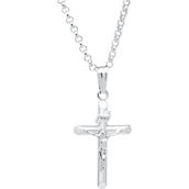 Sterling Silver Solid Tubular Crucifix Cross Pendant