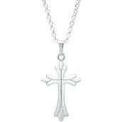 Sterling Silver Solid Embossed Ribbed Cross Pendant