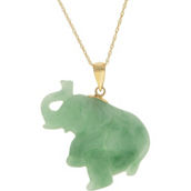 14K Gold Elephant Jade Pendant
