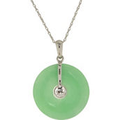 Imperial 18 in. Jade Round Pendant Necklace