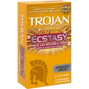Trojan Ultra Ribbed Ecstasy Ultrasmooth Lubricated Condoms 10 ct.