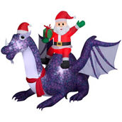 Gemmy Airblown Santa Riding Dragon Scene