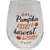 Gibson Home Pumpkin Kisses and Harvest Wishes Stemless Wine Glass