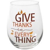 Gibson Home Give Thanks Everything Decorated Stemless Wine Glass 18 oz.