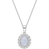Sterling Silver Created Opal and Created White Sapphire Pendant