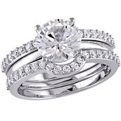 Sofia B. 10K White Gold 3 1/4 CTW Created White Sapphire 3-Piece Bridal Ring Set