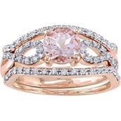 Sofia B. 10K Rose Gold Morganite and 1/4 CTW Diamond Infinity 3 pc. Bridal Ring
