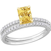 Sofia B. 14K White Gold 4/5 TGW Yellow Sapphire 3/8 CTW Diamond Bridal Ring Set