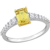 Sofia B. 14K White Gold 4/5 TGW Yellow Sapphire 1/3 CTW Diamond Engagement Ring