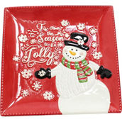 Gibson Home 8 in. Snowman Square Plate