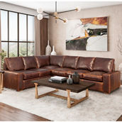 Omnia Leather Max 3 Deluxe 100% top Grain Leather 2 Piece Sectional