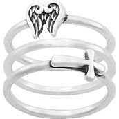 James Avery Sterling Silver Angel Wings and Horizon Cross Ring 3 pc. Set