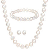 Sofia B. Cultured Pearl 3 pc. Set Necklace Earrings & Bracelet in Sterling Silver