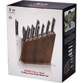 Cangshan Cutlery Helena Series Black Forged 12 pc. Hua Knife Block Set, Acacia