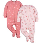 Gerber Infant Girls Sleep N Play Appley Sweet Footed Pajama 2 pk.