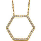 True Origin 14K Gold 1/4 CTW Lab Grown Diamond Hexagon Pendant with 18 in. Chain