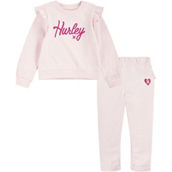 Hurley Toddler Girls Lurex Fleece Sweatshirt and Joggers 2 pc. Set