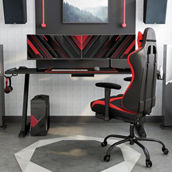 Furniture of America Almly Black Gaming Desk with Outlets