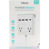 iHome Power Reach Surge Protector with 18W PD USB-C, 3 USB-A, 2 AC, Magnetic Mount