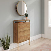 Sauder Wall Mount Entryway Shoe Cabinet with Mirror
