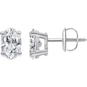 Ray of Brilliance 14K 3 CTW IGI Certified Lab Grown Oval Diamond Solitaire Earrings