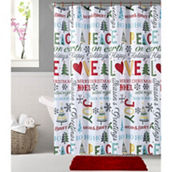 Christmas Merry and Bright Shower Curtain and Mat 14 pc. Set