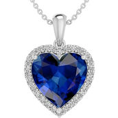 Sterling Silver Created Blue Sapphire Heart of the Sea Necklace