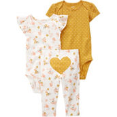 Carter's Infant Girls Heart Bodysuits and Pants 3 pc. Set