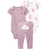 Carter's Infant Girls Cloud Bodysuits and Pants 3 pc. Set