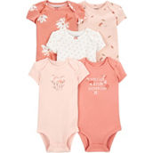 Carter's Infant Girls Pink Floral Original Bodysuits 5 pk.