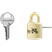 COACH Signature Lock & Key Stud Post Back Earrings