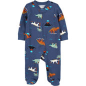 Carter's Infant Boys Navy Dinosaurs 2 Way Zip Cotton Sleep and  Play Pajama