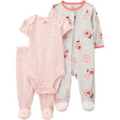 Carter's Infant Girls Floral Sleep and Play, Bodysuit and Pants 3 pc. Set