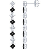 Sterling Silver 1/2 CTW Black and White Diamond Dangle Earrings