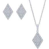 Sterling Silver 1/10 CTW Diamond Earrings and Pendant Set
