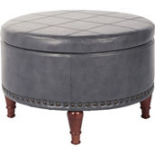 OSP Home Furnishings Alloway Storage Ottoman with Antique Bronze Nailheads