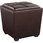 OSP Home Furnishings Rockford Storage Ottoman Faux Leather Upholstery