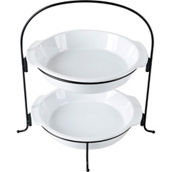 Gibson Home Gracious Dining Two Tier 11.25 in. Pie Dishes with Metal Stand