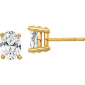 True Origin 14K Gold 1 CTW Lab Grown Diamond Oval Solitaire Earrings, Certified