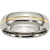 Chisel Titanium Polished Yellow IP Plated 6mm Grooved Band
