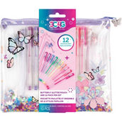 Make It Real Butterfly Glitter Pouch and Pen Set 12 pk.