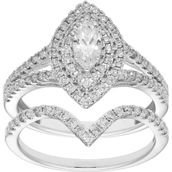 14K White Gold IGL Certified 1 CTW Diamond Marquise Bridal Set