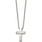 Chisel Stainless Steel Brushed and Polished Cross Pendant